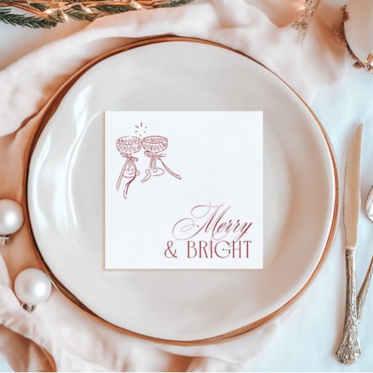 Modern Merry & Bright Christmas Holiday Party 縁ありカクテルナプキン