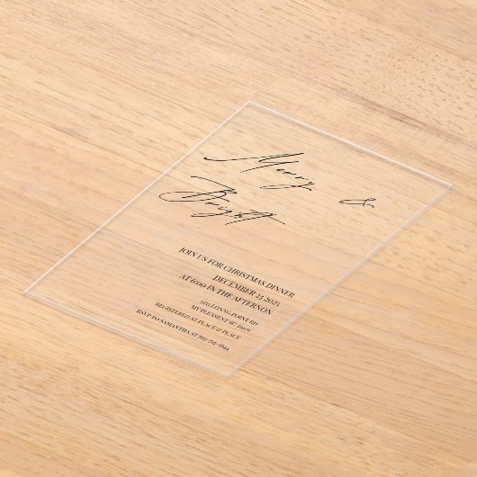  Modern Merry & Bright Christmas Modern アクリル招待状 (レイダウン)