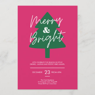 Modern Merry & Bright Christmas Party  招待状