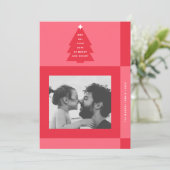 Modern Merry & Bright Christmas Tree One Photo シーズンカード (スタンド正面)