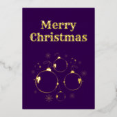 Modern Merry Christmas Bold Purple Gold  箔シーズンカード (正面)