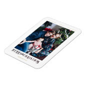 Modern Merry Christmas Calligraphy Custom Photo マグネット (左側)