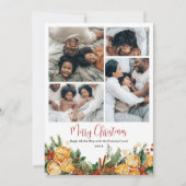 Modern merry Christmas Citrus family 5 photos シーズンカード (正面)