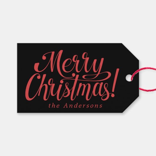 Modern  Merry Christmas Costum Stickers ギフトタグ (正面(横))
