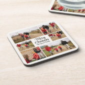 Modern Merry Christmas Family Photo コースター (左側)