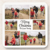 Modern Merry Christmas Family Photo コースター (正面)