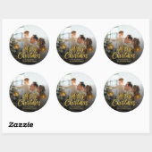 Modern Merry Christmas Family Photo ラウンドシール (シート)