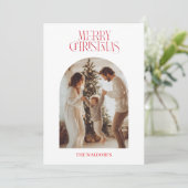 Modern Merry Christmas Family Photo Card  シーズンカード (スタンド正面)