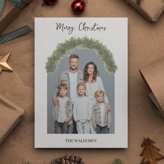 Modern Merry Christmas Family Photo Card  シーズンカード