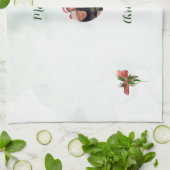 Modern merry Christmas family photo kitchen towel キッチンタオル (折り畳み)