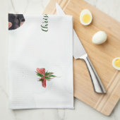 Modern merry Christmas family photo kitchen towel キッチンタオル (四つ折り)