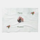 Modern merry Christmas family photo kitchen towel キッチンタオル (横)