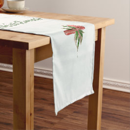 Modern merry Christmas family photo table runner  ショートテーブルランナー