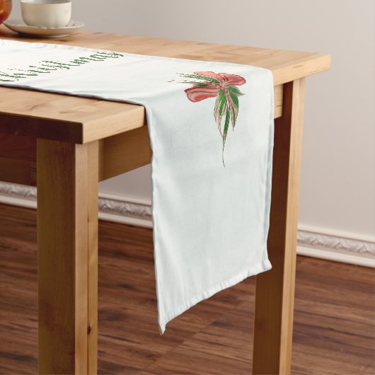 Modern merry Christmas family photo table runner  ショートテーブルランナー (インサイチュ)