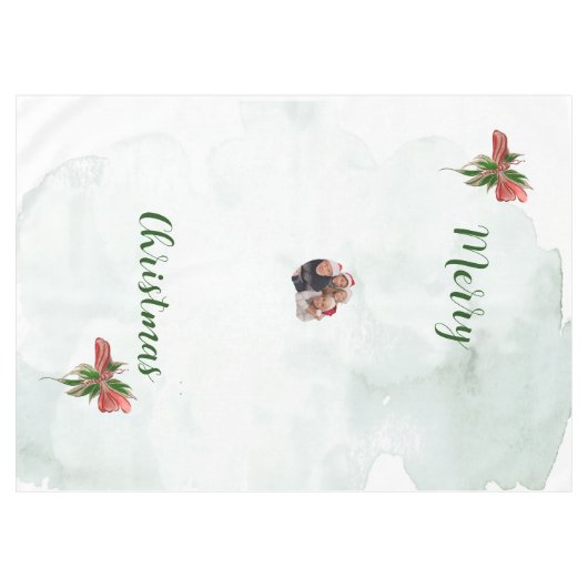 Modern merry Christmas family photo tablecloth テーブルクロス (正面(横))