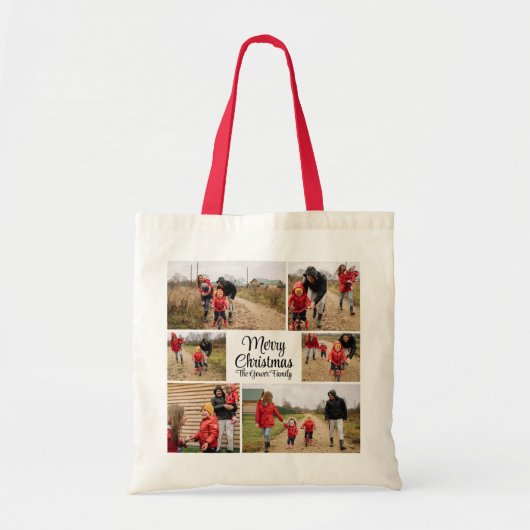 Modern Merry Christmas Family Photo Tote トートバッグ (正面)