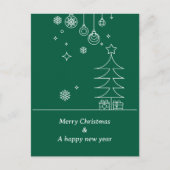 Modern Merry Christmas Green White シーズンポストカード (正面)