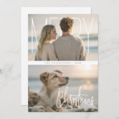 Modern Merry Christmas Holiday Photo Card シーズンカード (正面/裏面)