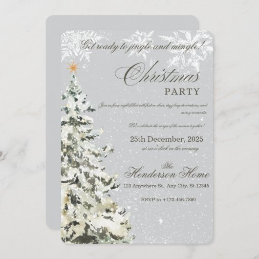 Modern Merry Christmas Party  招待状 (正面/裏面)