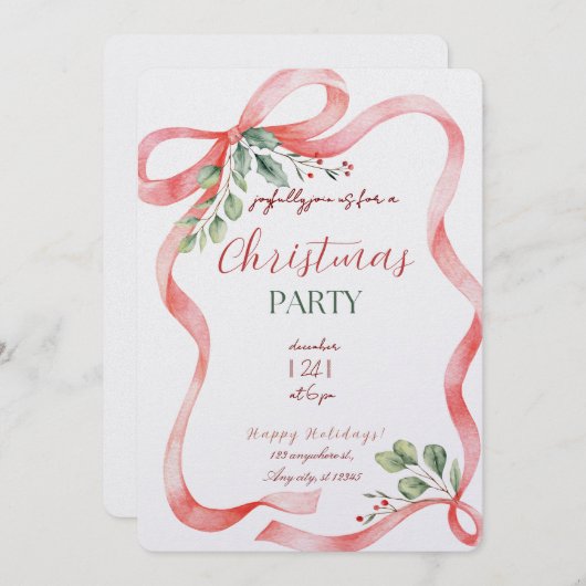 Modern Merry Christmas Party  招待状 (正面/裏面)