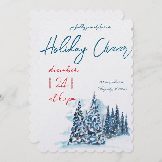 Modern Merry Christmas Party  招待状 (正面/裏面)