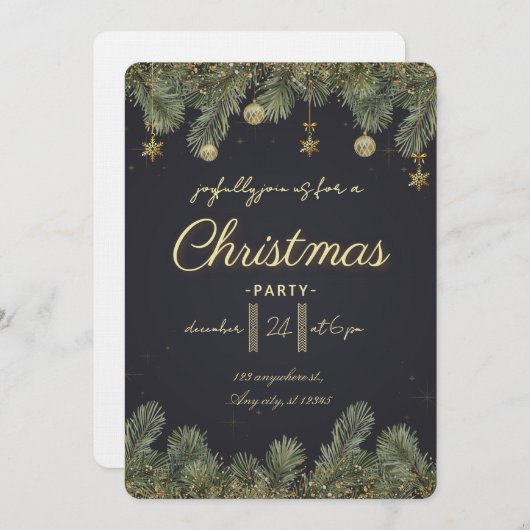 Modern Merry Christmas Party  招待状 (正面/裏面)