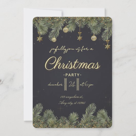 Modern Merry Christmas Party  招待状 (正面)