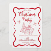 Modern Merry Christmas Party Invitation 招待状 (正面/裏面)