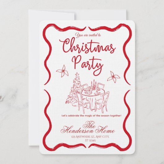 Modern Merry Christmas Party Invitation 招待状 (正面)