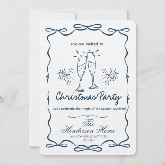 Modern Merry Christmas Party Invitation 招待状 (正面)