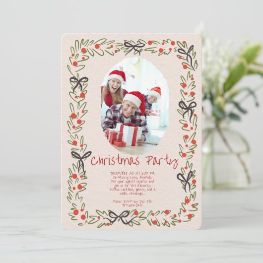 Modern Merry Christmas Party Invitation 招待状 (スタンド正面)