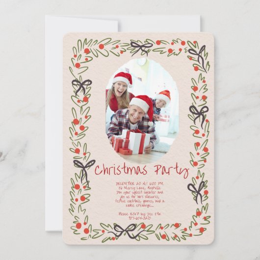 Modern Merry Christmas Party Invitation 招待状 (正面)