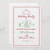 Modern Merry Christmas Party Invitation 招待状 (正面/裏面)