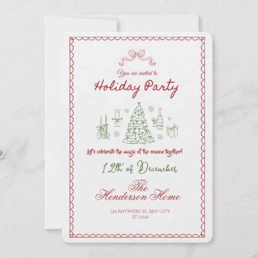 Modern Merry Christmas Party Invitation 招待状 (正面)