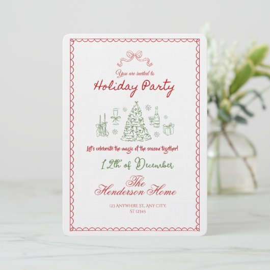 Modern Merry Christmas Party Invitation 招待状 (スタンド正面)