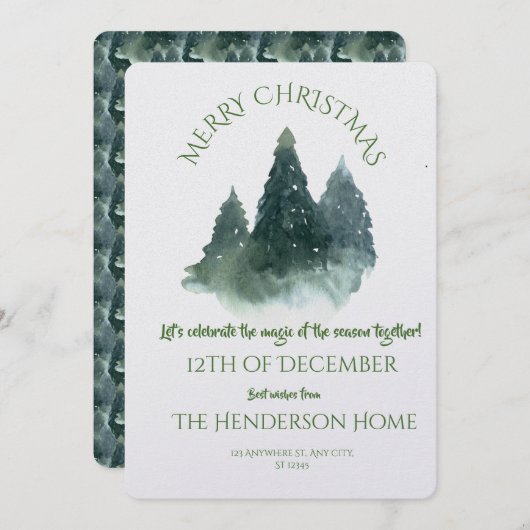 Modern Merry Christmas Party Invitation 招待状 (正面/裏面)