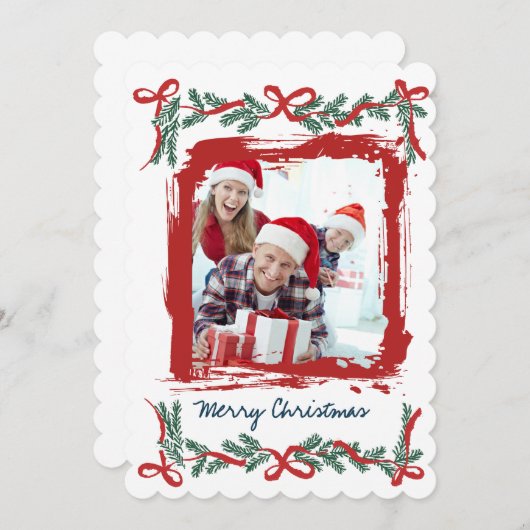 Modern Merry Christmas Party Invitation 招待状 (正面/裏面)