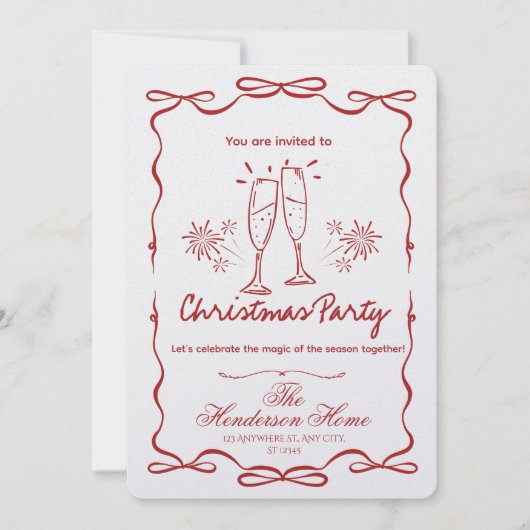 Modern Merry Christmas Party Invitation 招待状 (正面)
