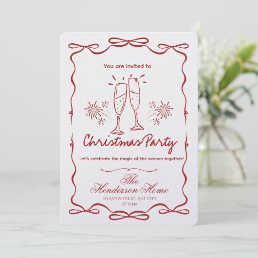 Modern Merry Christmas Party Invitation 招待状 (スタンド正面)