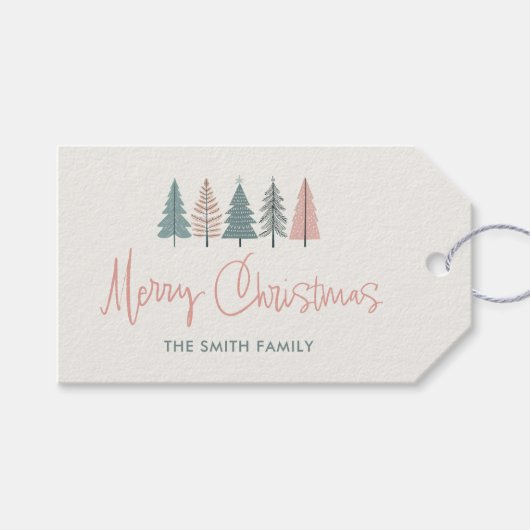 Modern Merry Christmas Pastel ギフトタグ (正面(横))