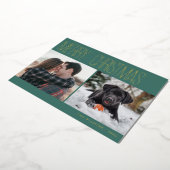 Modern Merry Christmas Photo 箔シーズンカード (回転した状態)