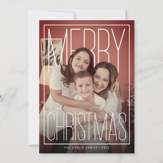 Modern Merry Christmas Photo Card シーズンカード (正面)