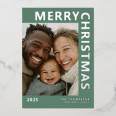 Modern Merry Christmas Photo Card 箔シーズンカード (正面)