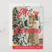 Modern Merry Christmas Photo Card Candy Cane シーズンカード (正面)