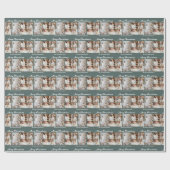Modern Merry Christmas Photo Collage Grey Green ラッピングペーパー (フラット)
