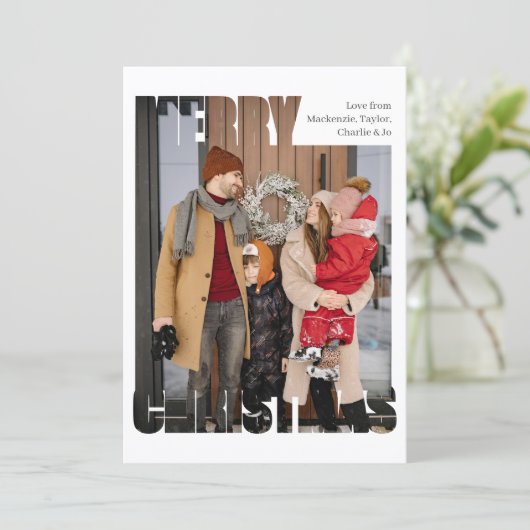 Modern Merry Christmas Photo Personalized シーズンカード (スタンド正面)