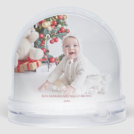 Modern Merry Christmas Photo Snow Globe (裏面)