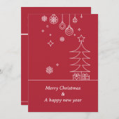 Modern Merry Christmas Red White シーズンカード (正面/裏面)