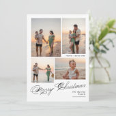 Modern Merry Christmas Script Family Photo シーズンカード (スタンド正面)