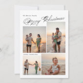 Modern Merry Christmas Script Family Photo シーズンカード (正面)